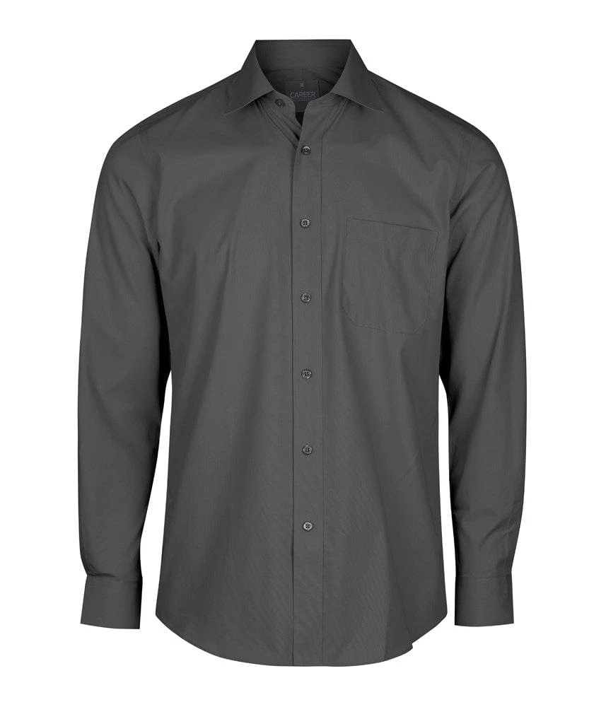 Gloweave Mens Premium Poplin Long Sleeve Shirt - Charcoal 1 Gloweave Mens Premium Poplin Long Sleeve Shirt - Charcoal