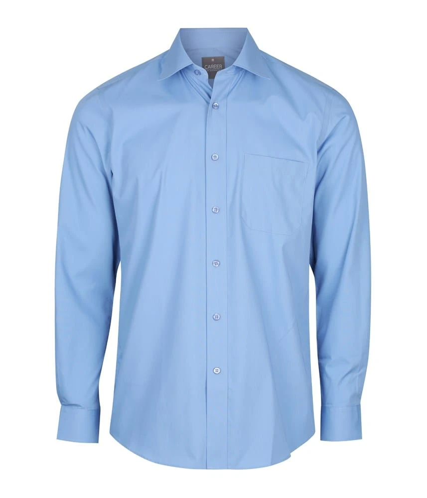 Gloweave Mens Premium Poplin Long Sleeve Shirt - French Blue 1 Gloweave Mens Premium Poplin Long Sleeve Shirt - French Blue