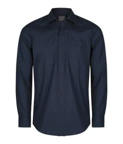 Gloweave Mens Premium Poplin Long Sleeve Shirt - Navy