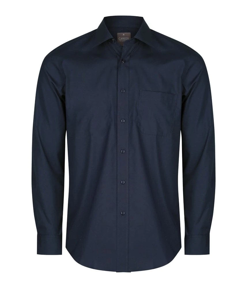 Gloweave Mens Premium Poplin Long Sleeve Shirt - Navy 1 Gloweave Mens Premium Poplin Long Sleeve Shirt - Navy