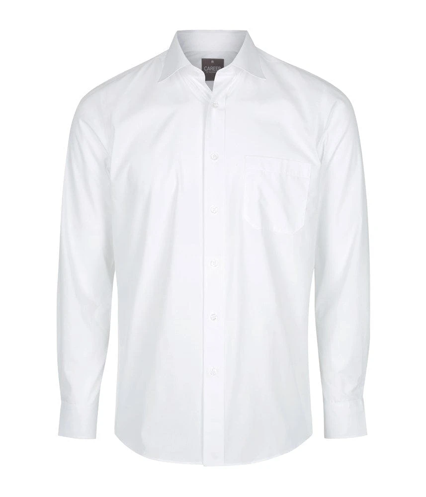 Gloweave Mens Premium Poplin Long Sleeve Shirt - Star White 1 Gloweave Mens Premium Poplin Long Sleeve Shirt - Star White