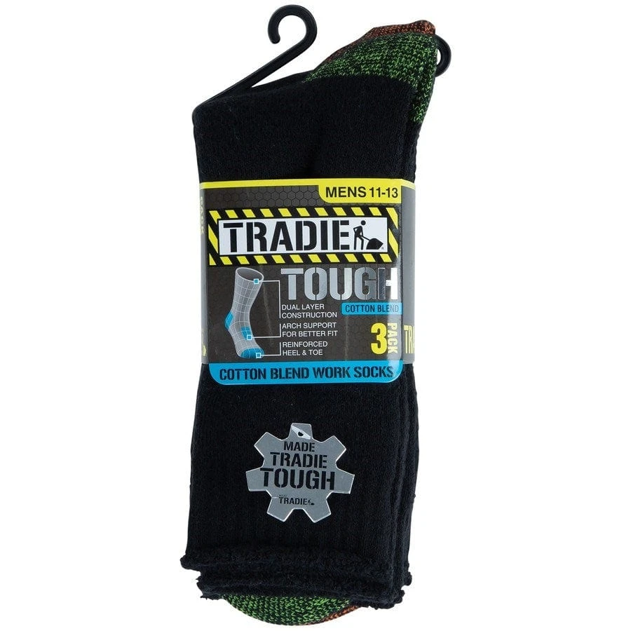 Tradies Tradie Mens 3PK Cotton Work Sock