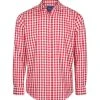 Gloweave Mens Oxford Check Long Sleeve Shirt - Red
