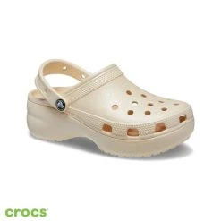 Crocs Classic Platform Shimmer Clog - Vanilla