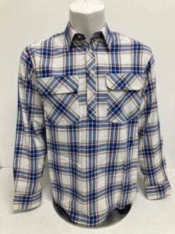 Bisley Mens Winterweight Closed Front Beige Large Check Shirt