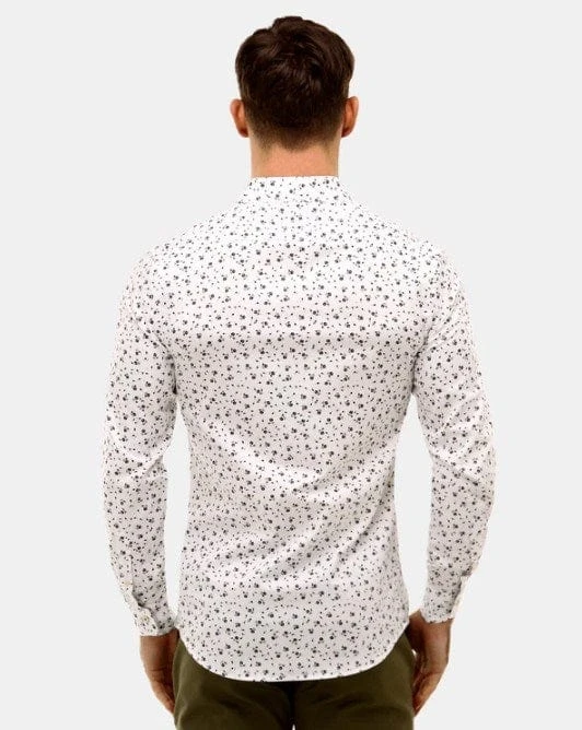Brooksfield Mens Floral Print Slim Fit Dress Shirt 3 Brooksfield Mens Floral Print Slim Fit Dress Shirt - Image 3