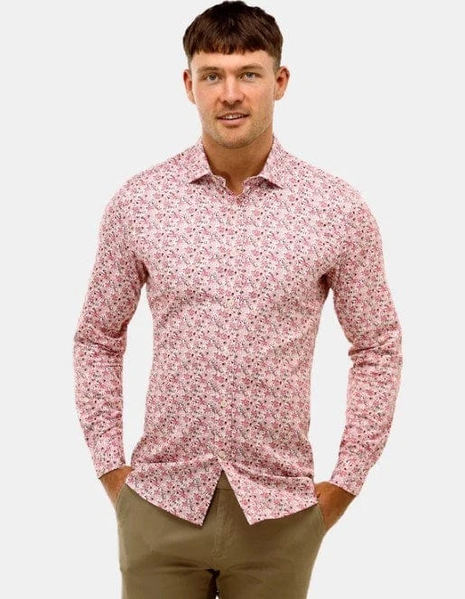 Brooksfield Mens Floral Print Slim Fit Dress Shirt 1 Brooksfield Mens Floral Print Slim Fit Dress Shirt