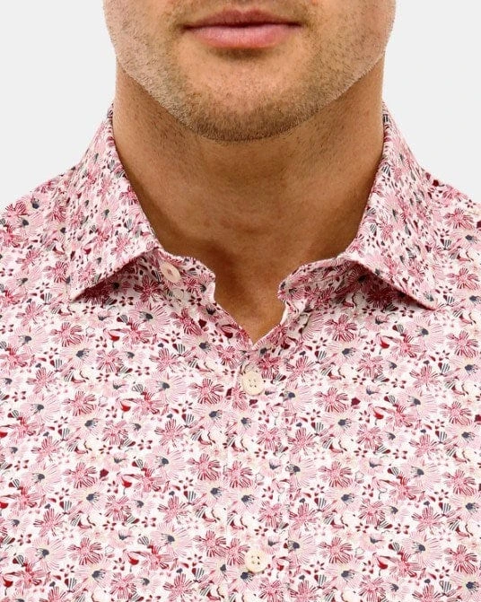 Brooksfield Mens Floral Print Slim Fit Dress Shirt 3 Brooksfield Mens Floral Print Slim Fit Dress Shirt - Image 3
