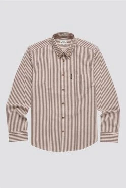 Ben Sherman Recycled Cotton Oxford Striped Shirt - Wine
