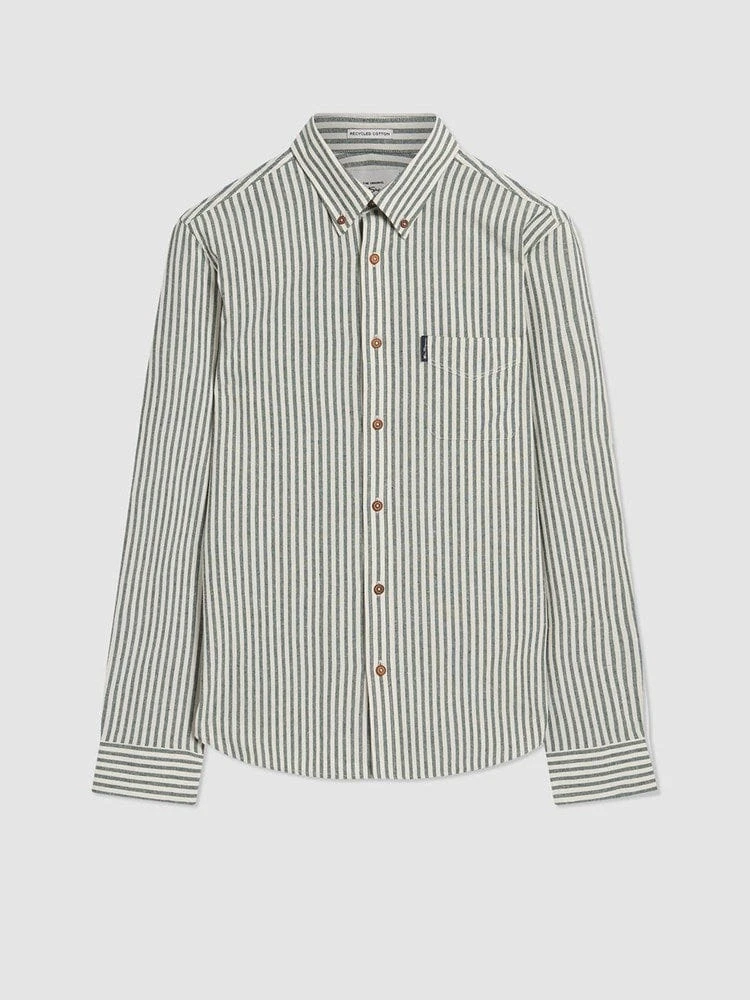 Ben Sherman Recycled Cotton Oxford Striped Shirt - Ocean Green 1 Ben Sherman Recycled Cotton Oxford Striped Shirt - Ocean Green