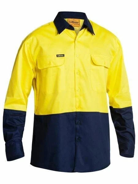 Bisley 2 Tone Hi Vis Drill Shirt - Long Sleeve - Image 3