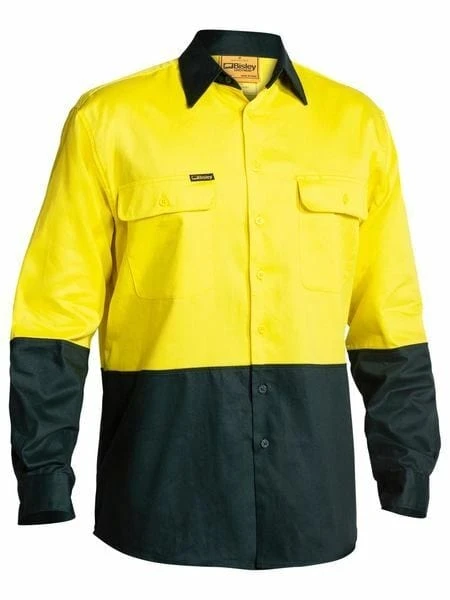 Bisley 2 Tone Hi Vis Drill Shirt - Long Sleeve - Image 2