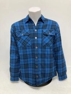Bisley Mens Quilted Flannel Large Navy Check Shirt