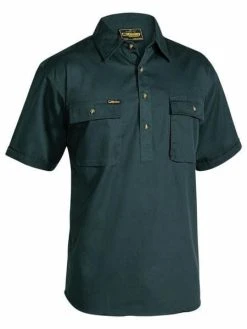 Bisley Closed Front Cotton Drill Shirt - Short Sleeve