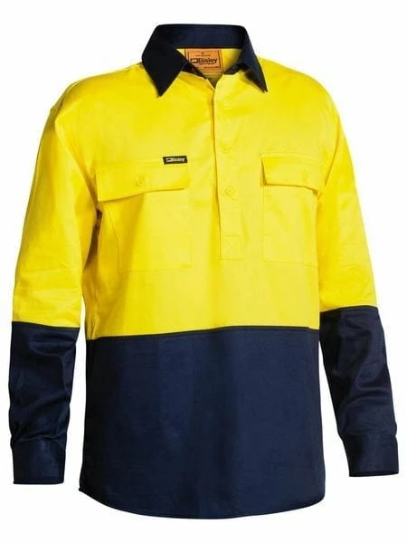 Bisley 2 Tone Closed Front Hi Vis Drill Shirt - Long Sleeve - Image 3