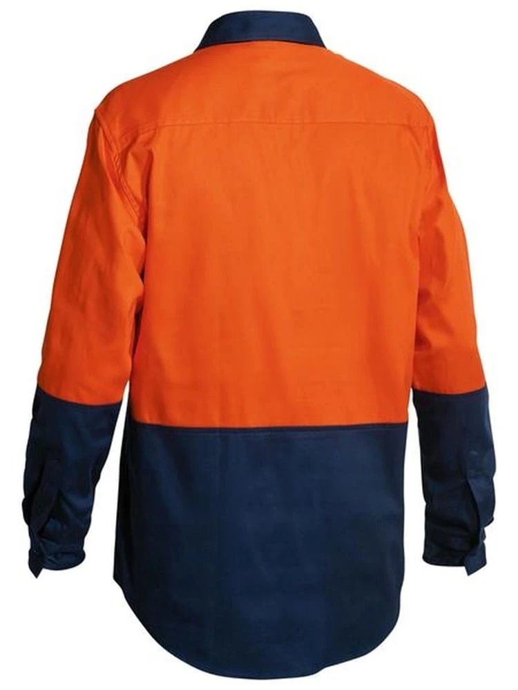 Bisley 2 Tone Closed Front Hi Vis Drill Shirt - Long Sleeve - Image 4