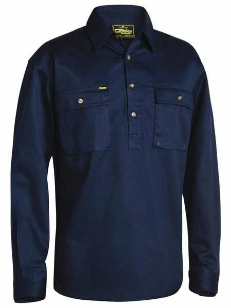Bisley Closed Front Cotton Drill Shirt - Long Sleeve - Image 3