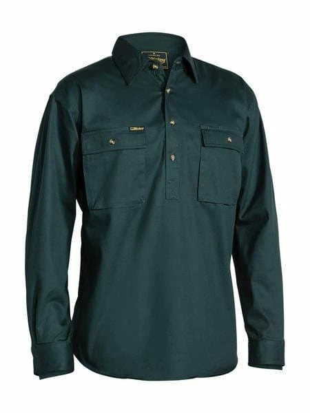 Bisley Closed Front Cotton Drill Shirt - Long Sleeve