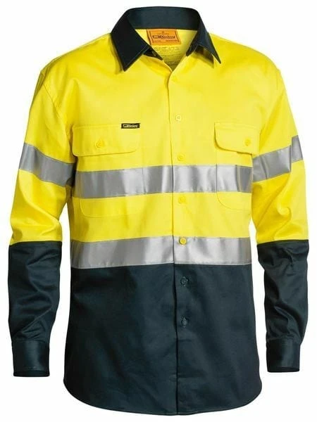 Bisley 2 Tone Hi Vis Shirt 3M Tape - Long Sleeve - Image 3