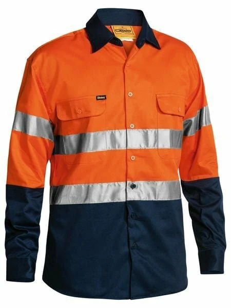 Bisley 2 Tone Hi Vis Shirt 3M Tape - Long Sleeve - Image 2
