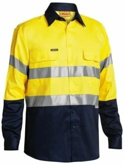 Bisley 2 Tone Hi Vis Shirt 3M Tape - Long Sleeve