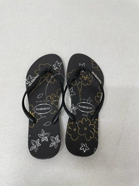 Havaianas Slim Metal Logo Print Thongs 1 Havaianas Slim Metal Logo Print Thongs
