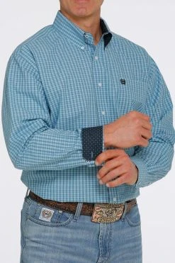 Cinch Mens Window Pane Plaid Button-Down Western Shirt