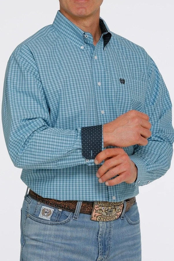 Cinch Mens Window Pane Plaid Button-Down Western Shirt 1 Cinch Mens Window Pane Plaid Button-Down Western Shirt
