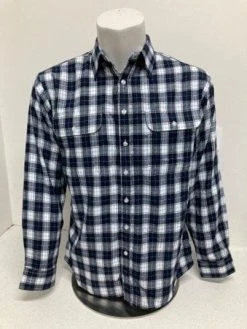 Bisley Mens Winterweight Open Front Medium Navy Check Shirt