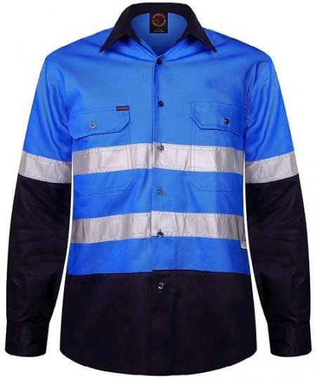 Ritemate 2 Tone Open Front Shirt L/S 3M Tape 1 Ritemate 2 Tone Open Front Shirt L/S 3M Tape