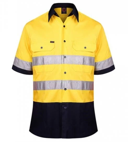 Ritemate Mens 2 Tone Open Front Shirt S/S 3MTape 1 Ritemate Mens 2 Tone Open Front Shirt S/S 3MTape