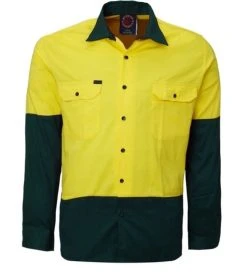 Ritemate Mens Open Front 2 Tone L/S Shirt