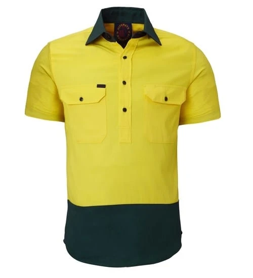 Ritemate Mens Closed Front S/S 2 Tone Shirt