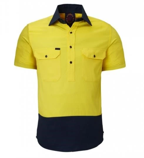 Ritemate Mens Closed Front S/S 2 Tone Shirt - Image 3