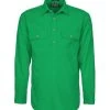 Ritemate Mens Pilbara Closed Front L/S Shirt Kelly Green