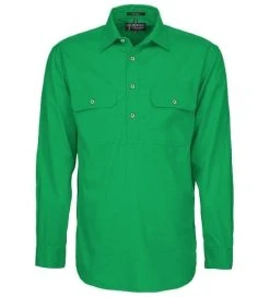 Ritemate Mens Pilbara Closed Front L/S Shirt Kelly Green