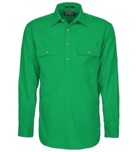 Ritemate Mens Pilbara Closed Front L/S Shirt Kelly Green 1 Ritemate Mens Pilbara Closed Front L/S Shirt Kelly Green