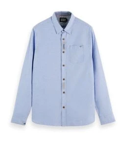 Scotch & Soda Mens Two Tone Repaired Long Sleeve Shirt
