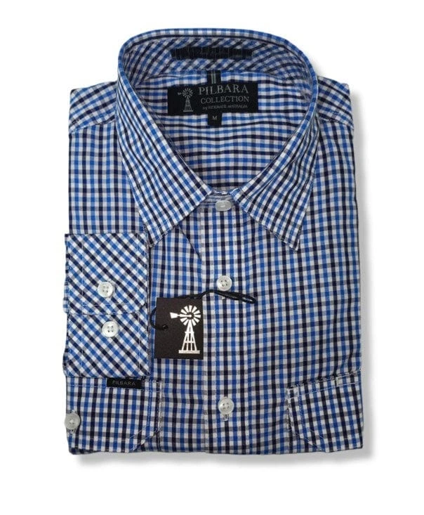 Pilbara Mens Check Dual Pocket Long Sleeve Shirt 2 Pilbara Mens Check Dual Pocket Long Sleeve Shirt - Image 2
