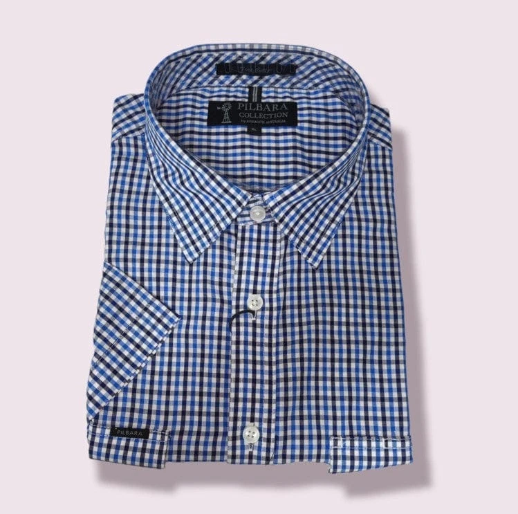 Pilbara Mens Check Dual Pocket Short Sleeve Shirt 1 Pilbara Mens Check Dual Pocket Short Sleeve Shirt