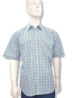Bisley Mens Short Sleeve Small Check - Sky Blue
