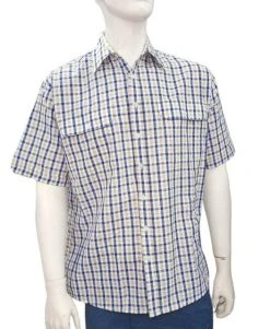 Bisley Mens Seersucker Shirt - Blue Check