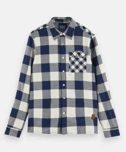 Scotch & Soda Mens Regular-Fit Checked Shirt