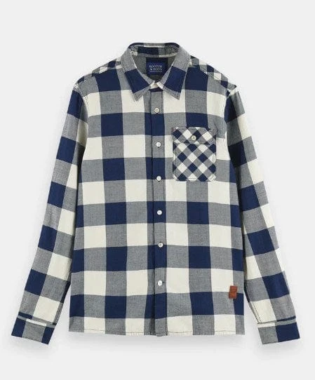 Scotch & Soda Mens Regular-Fit Checked Shirt