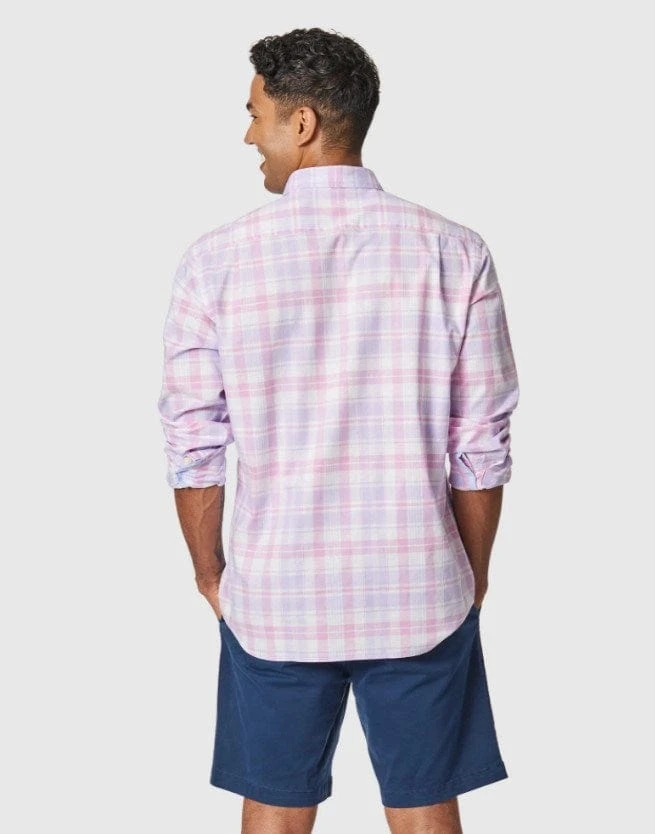Blazer Mens Purple Alec Long Sleeve Check Shirt 2 Blazer Mens Purple Alec Long Sleeve Check Shirt - Image 2