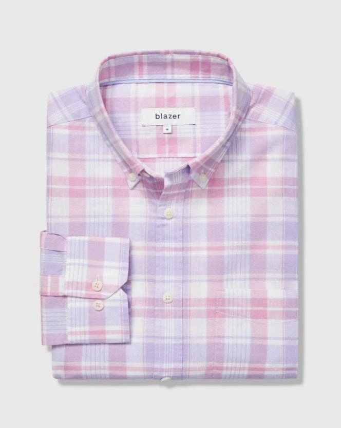 Blazer Mens Purple Alec Long Sleeve Check Shirt 3 Blazer Mens Purple Alec Long Sleeve Check Shirt - Image 3