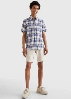 Tommy Hilfiger Mens Check Pure Cotton Short Sleeve Shirt