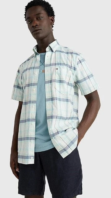Tommy Hilfiger Mens Check Pure Cotton Short Sleeve Shirt - Image 5