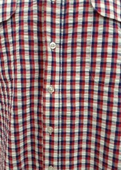 Bisley Mens Seersucker Red Check Shirt