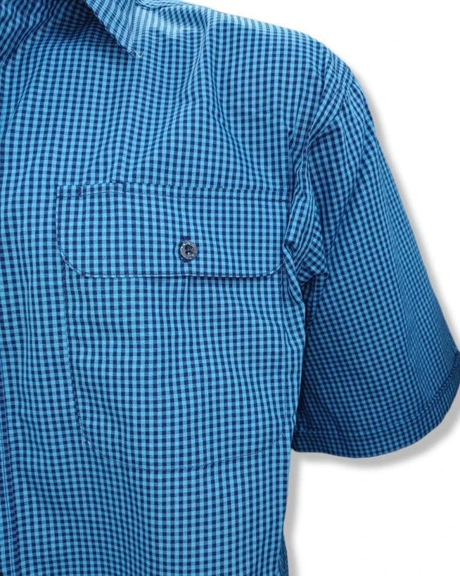 Bisley Mens Blue Mini Check Shirt - Image 2